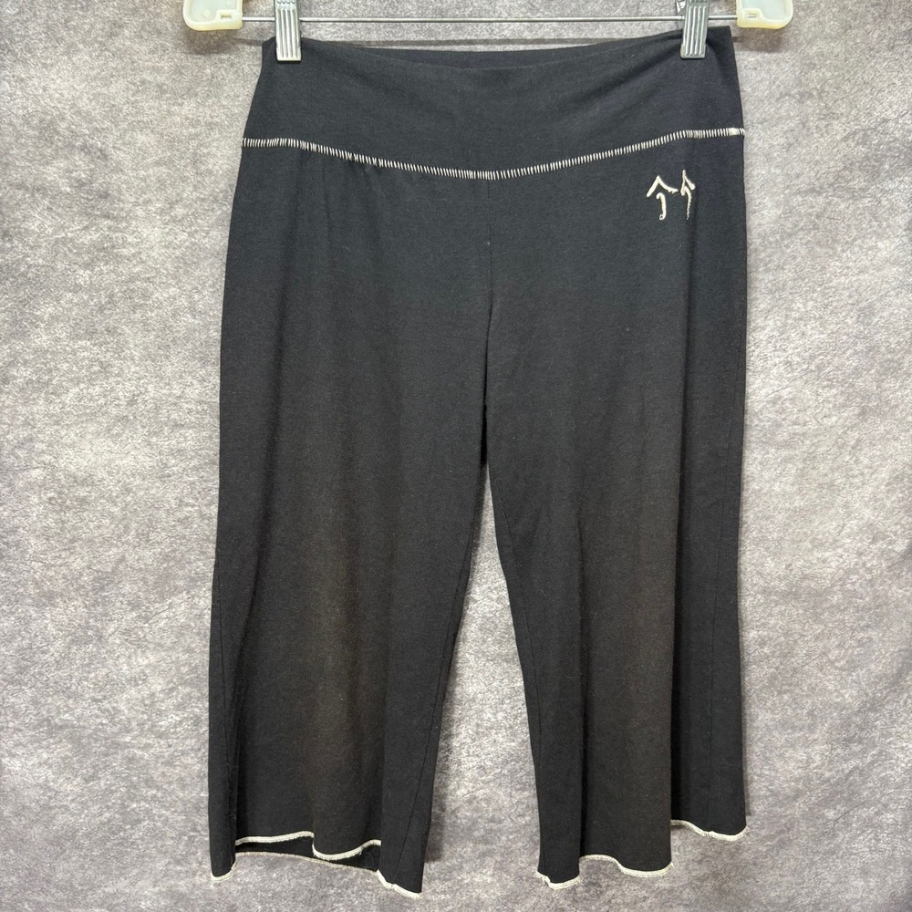 Green Apple Yoga Wide Leg Capris Long Shorts Size S Charcoal Bamboo Baggy Y2K